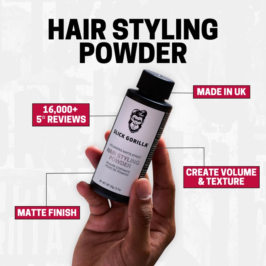 Slick Gorilla Hair Styling Powder for Men 0.70 oz (20ml) | Texture Powder | Matte Finish | 24 Hours All Day Hold | Adds Volume & Texture | Lightweight | Non-Sticky | No Shine | Texturizing Product