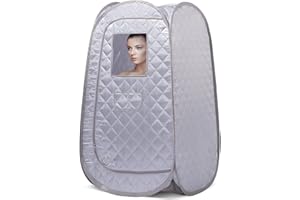 Smartmak Portable Steam Sauna Tent, Full Body Personal Home Spa, Lightweight Foldable Steam Room for Detox Therapy, Steamer NOT Included (L 31.5” * W 31.5” * H 55.2” Grey)