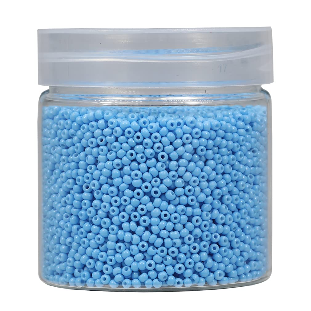 Bala&Fillic Size 2mm Round Seed Beads 10000pcs/110 Grams in Box 12/0 Sky Blue Small Craft Seed Beads for Making Jewelry Earring Bracelets Necklace (Sky Blue)