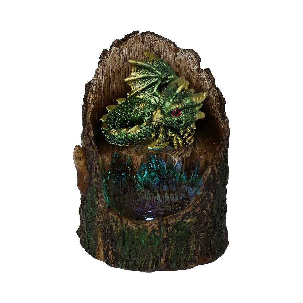 Nemesis Now Arboreal Hatchling Green Dragon in Tree Trunk Light Up Figurine, Red, 10.8cm, U5288S0