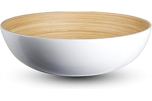 Lexa Bamboo Salad Bowl 12 Inch Extra Large Serving Bowl, Lightweight Popcorn Bowl or Chip Bowl for Party Snacks, Handcrafted 