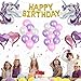 Birthday Party Decoration Kits 40 pcs Glitter Unicorn Headband,Gold Happy Birthday Banner,Foil Party Balloons, Headband for Kids Girls Birthday Party (Pink)
