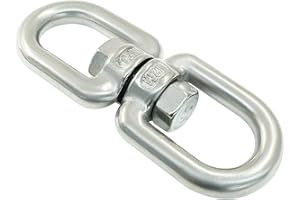Bivethoi 1 PCS Double Eye Swivel, Stainless Steel Eye to Eye Swivel Ring Dismounting Ring Connector Hardware Double Ended Swivel Hooks Carabiner Swivel Tree Swing Shackle Suspension Hammock Ring (M12)