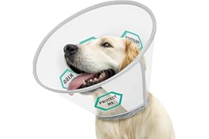 Supet Dog Cone for Dogs After Surgery, Soft Dog Cones for Large Medium Dogs, Comfortable Dog Cone Collar to Stop Licking, Adjustable Pet Recovery Collar for Small Dogs with Soft Protect Edge Word L