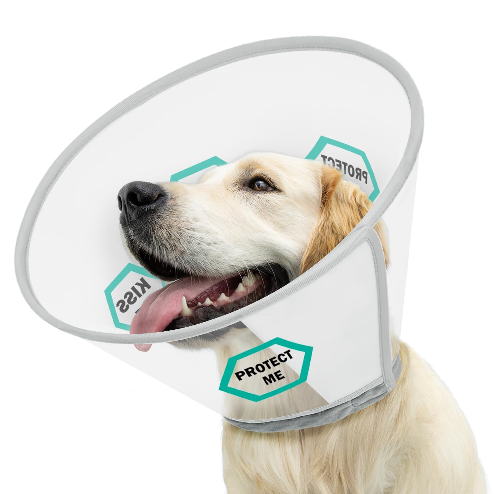 Supet Dog Cone After Surgery, Recovery Pet Cone Collar to Stop Licking, Adjustable Soft Elizabethan Dog Cone Collar for Large Medium Small Dogs with Soft Protect Edge