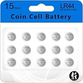Cotchear 15Count AG13 LR44 Batteries, High Capacity AG13 Batteries L1154 Battery 1.5V G13 357 303 SR44 LR1154 Button Coin Batteries