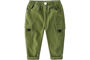 Boys Cargo Jeans Toddler Baby Denim Pants Elastic Waist Baggy Jeans Wide Leg Cargo Pants Denim Trousers with Pockets