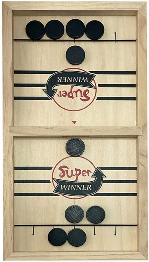 Crazy Ling Rapid-Shot Tabletop Board Game-Fast Sling Puck Game Paced Winner Board Family Games Toys Juego Child, Wooden Multi Tabletop Indoor Portable Board (1Set)