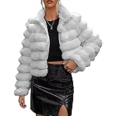 Arssm Womens Faux Fur Jacket Cropped Fluffy Long Sleeve Coat 2025 Winter Warm Shaggy Outwear