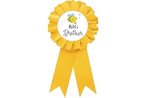SUPERLUBY Bee Big Brother Tinplate Badge Pin, Brother to Bee Pin for for Boy, Birthday Boy Button, Yellow Rosette Happy Birthday Button for Bee Theme Baby Shower/Newborn Baby Party Favors