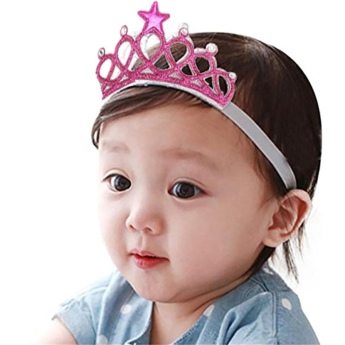 Ziory Pink Baby Girl Baby Boy Unisex Rhinestone Crown Headbands