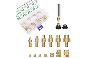 MINTION Heat Set Insert Tips and 70 PCS Threaded Inserts with Insert Tips M2 M2.5 M3 M4 M5 M6 M8, Soldering Iron Adapter Soldering Tips for Soldering Iron 3D Printer Accessories Threaded Inserts for Plastic