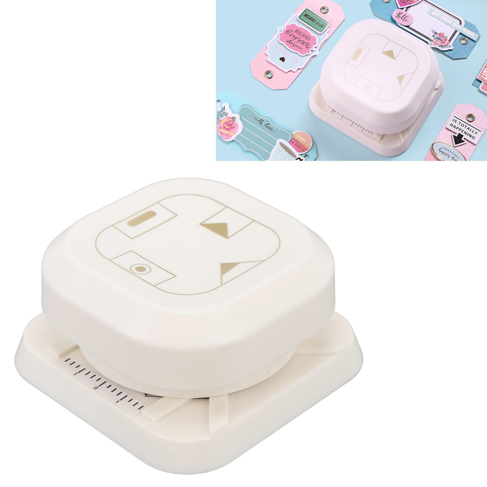 Paper Corner Rounder Punch, 4 in 1 Multifunctional Hole Punch Corner Cutter with Bottom Confetti Storage for DIY Projects Scrapbooking Photo Card Making