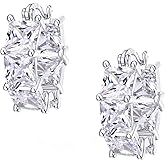 Hoops Earrings for Women Trendy, 14K Gold Plated Earrings 925 Sterling Silver Posts Rhinestone CZ Cubic Zirconia Hoop Earrings for Women
