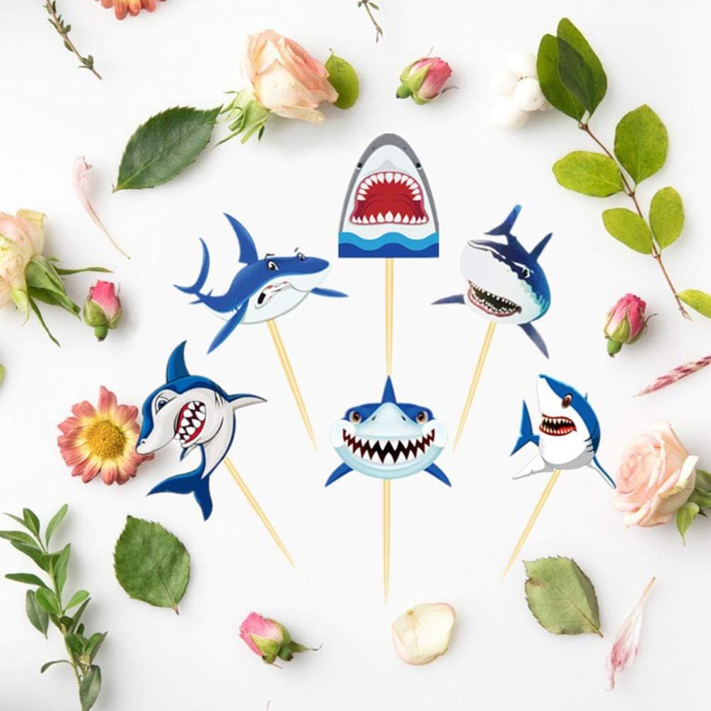 Amosfun Requin Anniversaire Fete Decoration Requin Gateau Toppers Cupcake Picks Dessert Insert Pour Baby Shower Animal Faveurs Du Parti 18pcs Loisirs Creatifs Fournitures De Loisirs Creatifs gd In