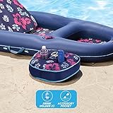 AQUA Campania Ultimate 2 in 1 Recliner & Tanner Pool Lounger with Adjustable Backrest and Caddy, Inflatable Pool Float, Navy Hibiscus