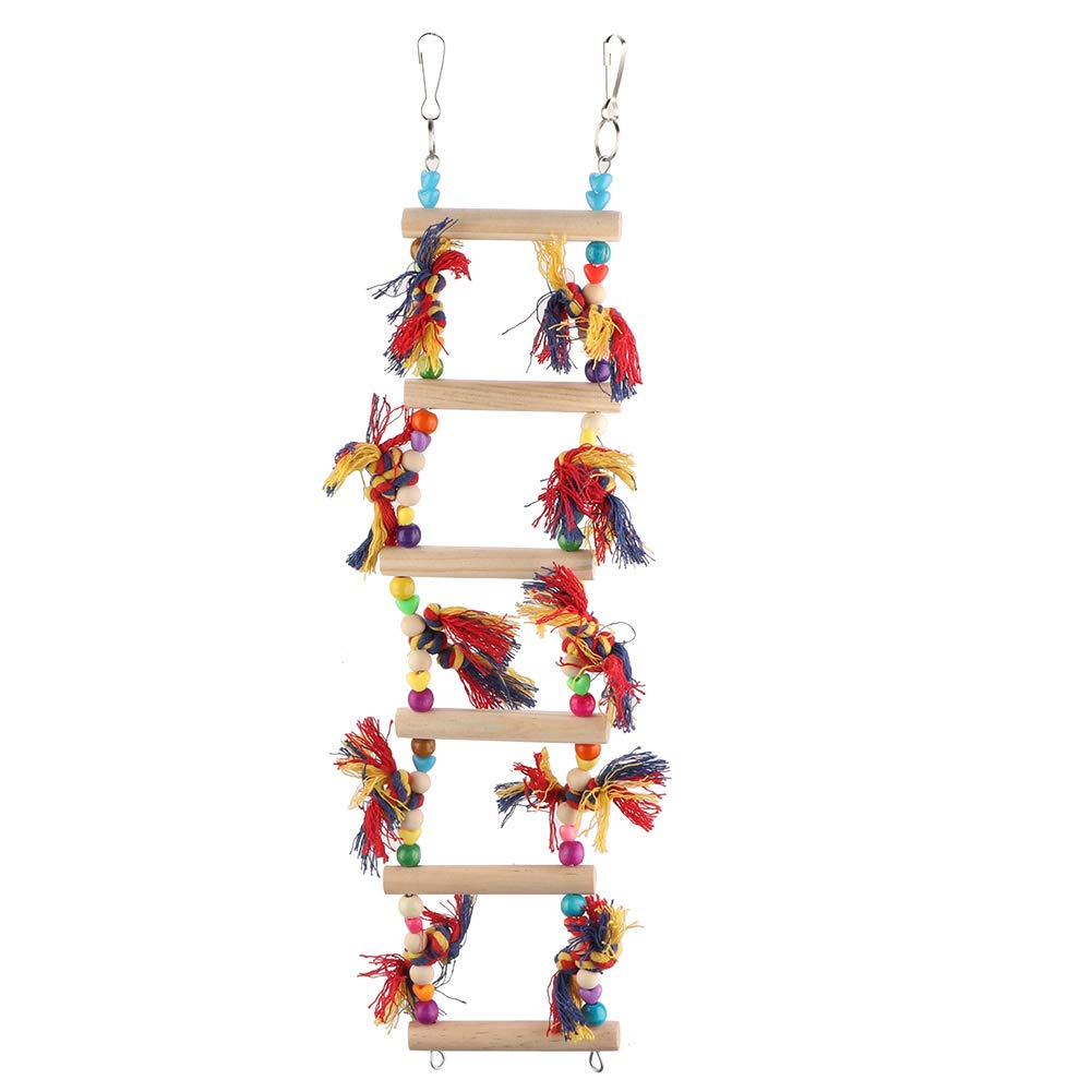 HEEPDD Parrot Ladder, Nature Wood Standing Perch Hanging Swing for Medium and Small Size Bird Budgie Parakeets Conures Lovebird