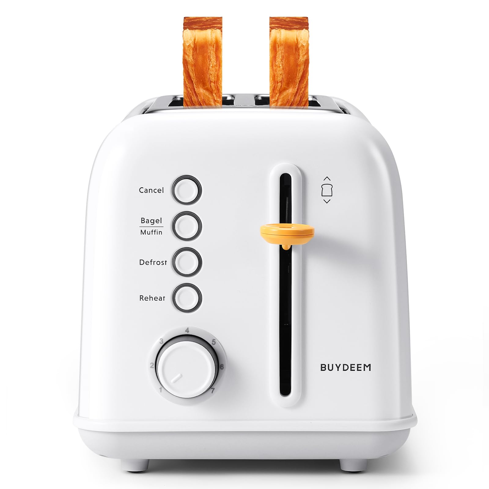 Photo 1 of BUYDEEM DT620 2-Slice Toaster, Extra Wide Slots, Retro Stainless Steel with High Lift Lever, Bagel and Muffin Function, Removal Crumb Tray, 7-Shade Settings,Arctic White