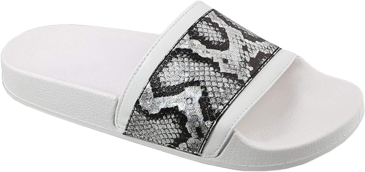 Trends SNJ Women's Glitter Rhinestone Strap Slide Slip On Slipper Sandals