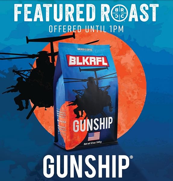 BLACK RIFLE COFFEE COMPANY GROUND COFFEE LIGHT ROAST – ROASTED BLEND MADE FROM PURE ARABICA BEANS – COLOMBIAN & BRAZILIAN BEANS – VETERAN FOUNDED & AMERICAN MADE (GUNSHIP ROAST, 12OZ BAG)