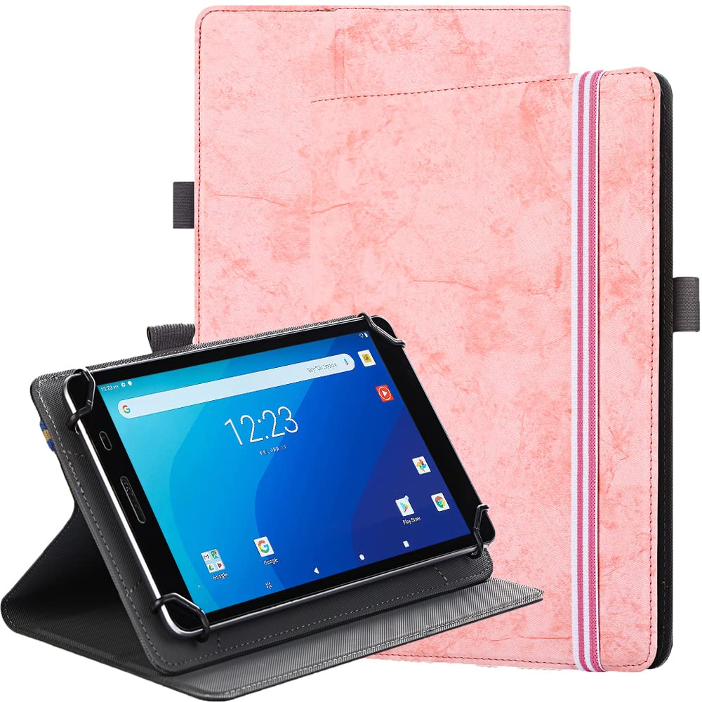 SINSO Universal Stand Folio Case Cover for All 7-8" Tablets (For Fire 7 tablet/For Fire HD 8,For Pad Mini 7/6/5/4/3/2/1,Lenovo Tab M7 7 inch/Lenovo Tab M8 8 inch),Pink — image 1