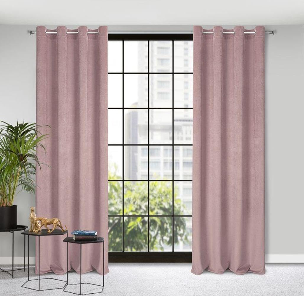 Eurofirany ELIZA Structural Velvet Curtain with Eyelets - 1 Pc. Velvet Thermal Insulated Curtain, Opaque, Room Darkening, Bedroom, Living Room, 140x250 cm, Altrosa
