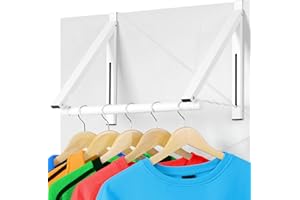 Optish Foldable Over The Door Hanger - Space-Saving Drying Rack for Coats & Clothing, Small Clothes Organizer, White