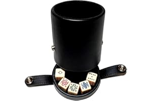 CHH Black Leatherette Deluxe Dice Cup With Storage Compartment for Included Poker Dice Set
