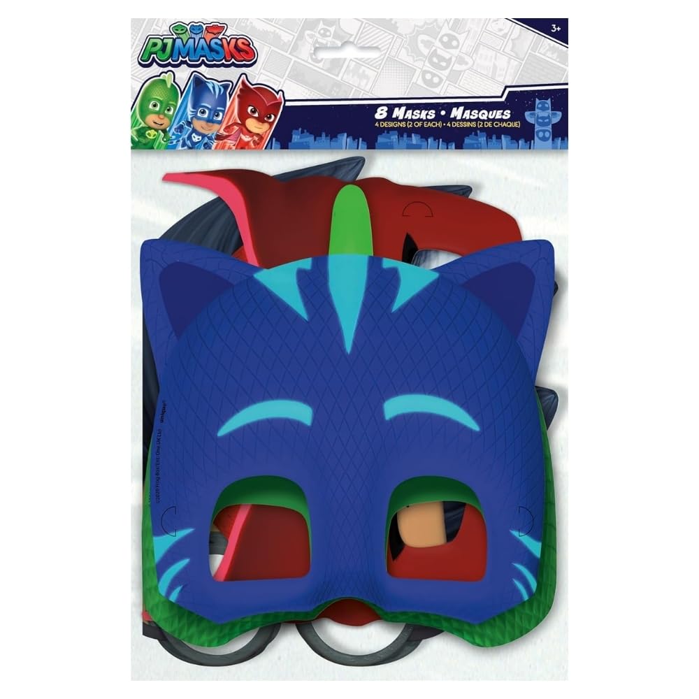 Unique Assorted Colors PJ Masks Party Masks (8 Count) - Ideal for Themed Parties & Superhero Fans