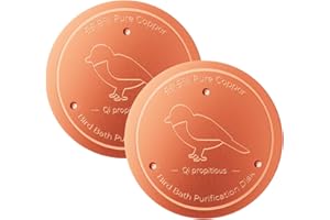 Qi propitious Bird Bath Copper Disk – 99.99% Pure Copper Water Cleaner, 1 mm Thick with Stable Triple-Point Support, Safe Natural Solution for Outdoor Birdbaths Bowls, for All-Season Use,Bird,2pcs