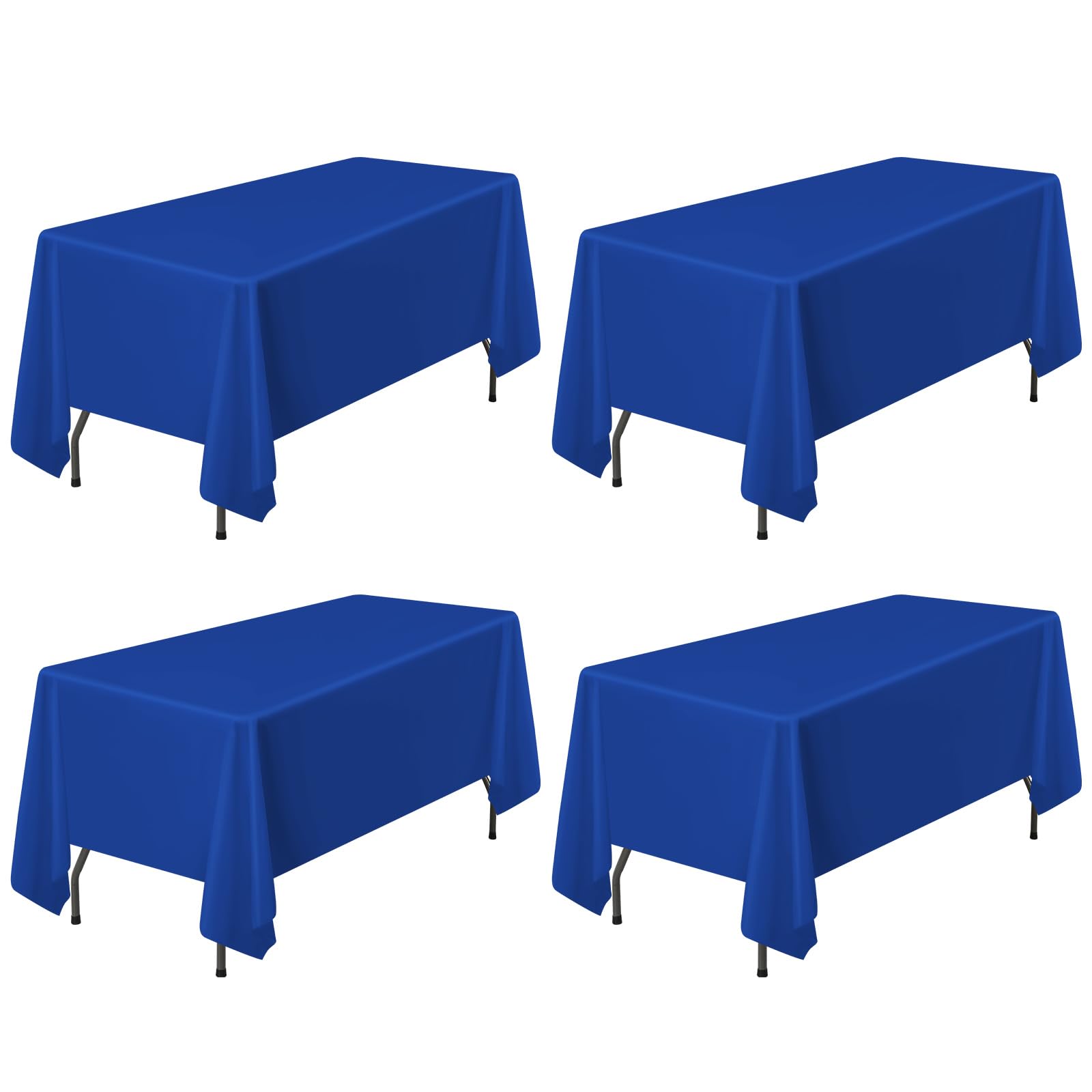 Pesonlook 4Pack Royal Blue Tablecloths for 6 Foot Rectangle Tables 60 x 102 Inch Rectangle Table Cloth Polyester Fabric Washable Table Cloth for Wedding Reception Banquet Party Restaurant — image 1