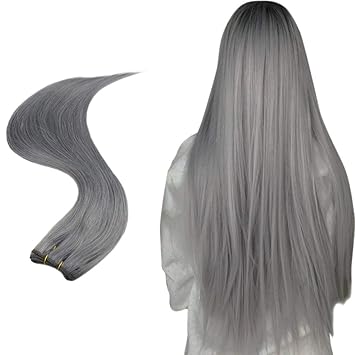 Amazon Com Easyouth Remy Sew In Hair Extensions Color Silver