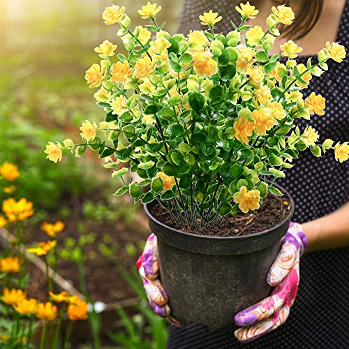 Artificial Flowers Artificial plants Fake Flowers Fake Plants UV Resistant Plastic Plants for Outdoor Indooror,Garden,Weeding Decoration, Yellow(7 pack)