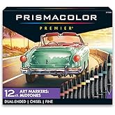 Prismacolor Premier 12-Count Dual-Ended Art Markers, Chisel and Fine Tips, Mid-Tone Colors, Professional Quality for Artists