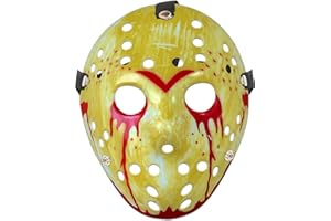 AUFORPET Halloween Bloody Mask Horror Hockey Mask Halloween Masquerade Party Cosplay Prop Costume Scary Funny Masks Yellow, 1 Pack