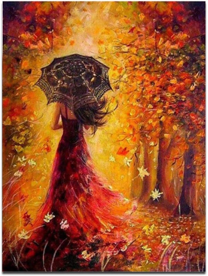 ULELA DIY 5D Diamond Painting by Number Kit for Adult, Full Drill Diamond Embroidery Kit Home Wall Decor (Autumn, 18.4"x22.4")