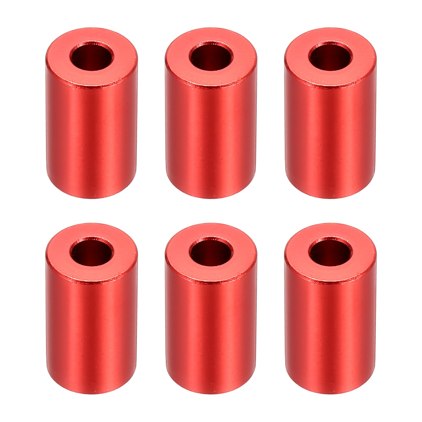 PATIKIL M5 Aluminum Spacers, 6 Pcs Metal Spacers Aluminum 5.2mm ID x 12mm OD x 20mm L Aluminum Spacer Screw Standoff Round for 1/5" or M5 Screw Bolts,Red