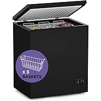 ADT Chest Freezer Free-Standing Top Door Freezers 6.8℉ to -4℉ (Black, 5.0 Cubic Feet)