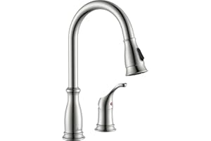 APPASO 2 Hole Kitchen Faucet with Pull Down Sprayer, Stainless Steel Brushed Nickel Commercial Kitchen Sink Faucet with Side Single Handle, APS278BN