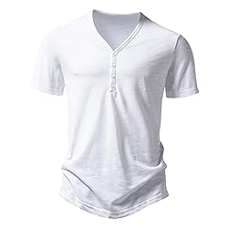 Generic Men's V Neck Henley T-Shirts Classic