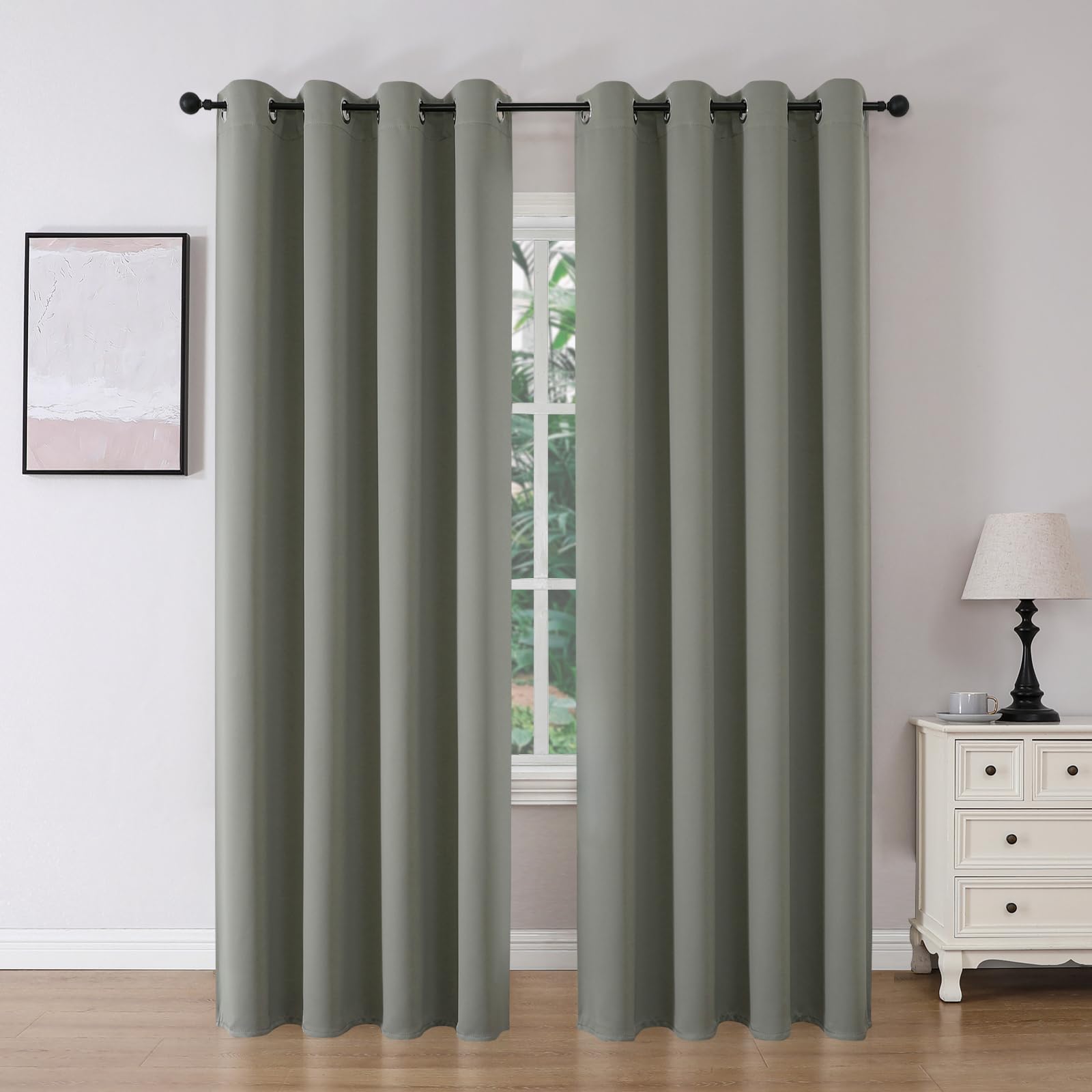Photo 1 of **USED, DAMAGED** Joydeco Blackout Curtains 95 Inch Length 2 Panels Set, Thermal Insulated Long Curtains& Drapes 2 Burg, Room Darkening Grommet Drapes for Bedroom Living Room Window (Sage Green, W52 x L95 Inch)