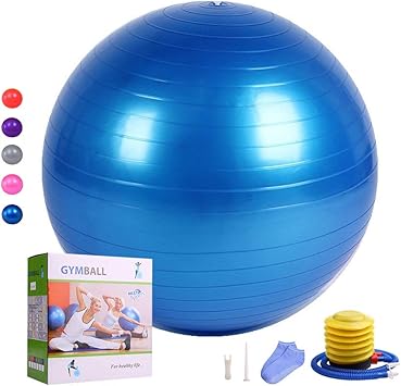 HEYIYI Yoga Ball for Fitness with Free Socks, Extra Thick Anti-Burst Exercise Ball Chair (65-85cm) Supports 2000lbs, Gym Heavy Stability Workout ...