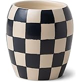 Paddywax Checkmate Hand Painted Scented Candle in Reusable Porcelain Jar, Clean-Burn Soy Candle with Approx. 55 Hour Burn Time, Decorative Gift Candles for Home, Black Fig + Olive, 11 oz