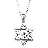 JZMSJF S925 Sterling Silver Star of David Necklace Jewish Star Jewelry for Men Women