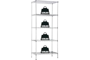 NCHANMAR 5-Tier Wire Shelving Unit Storage Shelves Metal Shelves 61"x24"x14" Metal Shelving Unit Heavy Duty Wire Rack Shelving NSF for Home Kitchen Bathroom Garage Shelving (Chrome)