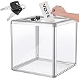 Lineshading Acrylic Donation Box Reinforcement Large Ballot Container with Slot Raffle Suggestion box with Lock Cash Storage Container for Fundraising Voting Charity Contest Tip(12 x 12 x 12 In,Clear)