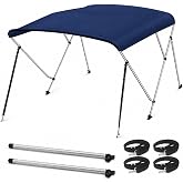Seamander 3 Bow Bimini Top 6'L 46" H Universal Fit Boat Sun Shade Cover 73"-78" Beam with Storage Boot Rear Support Poles All Hardware Included,Navy Blue