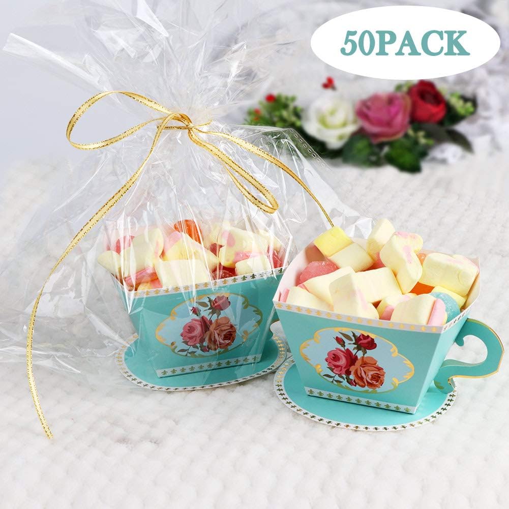 Amazon Com Aerwo 50pcs Teacups Candy Boxes Tea Party Birthday