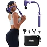 CAREKING 2-in-1 Detachable Muscle Massage Gun Deep Tissue with 20'' Extension Handle, Back and Neck Massager for Pain Relief, Handheld Massager for Shoulder Lower Back Leg Waist, Purple