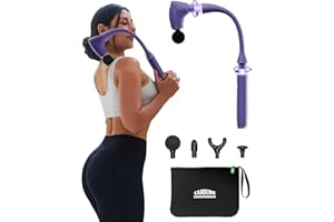 CAREKING 2-in-1 Detachable Muscle Massage Gun Deep Tissue with 20'' Extension Handle, Back and Neck Massager for Pain Relief, Handheld Massager for Shoulder Lower Back Leg Waist, Purple